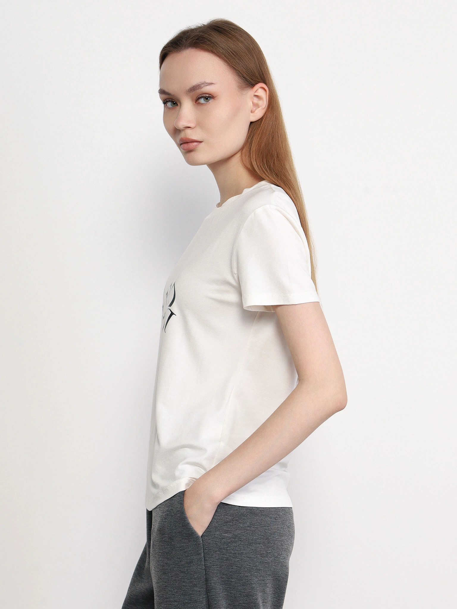 Футболка прямого кроя из смесовой вискозы